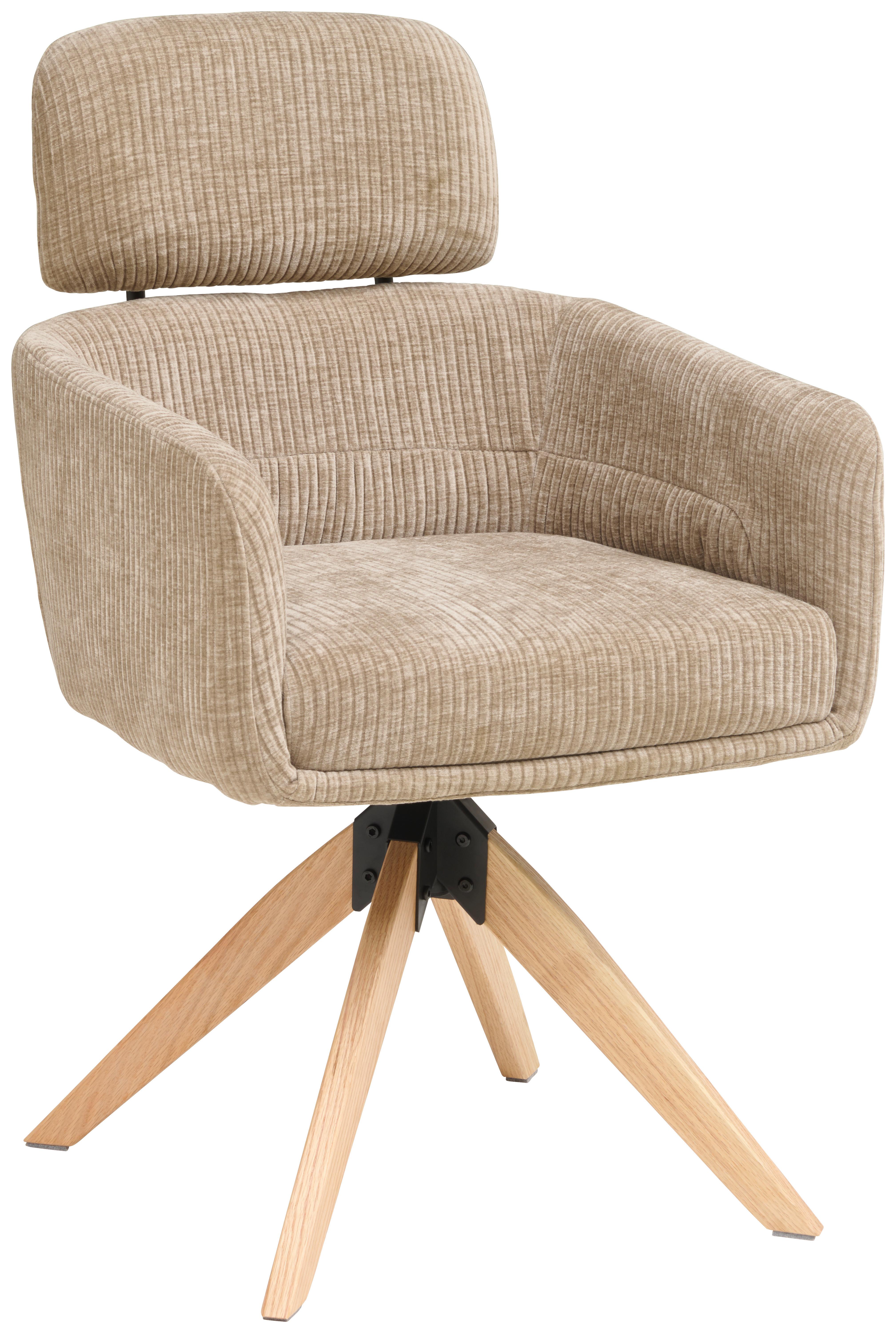 Armlehnstuhl Mattis Cord Beige, B: 60 Cm - Beige/Naturfarben, KONVENTIONELL, Holz/Textil (60/90/69cm) - Livetastic