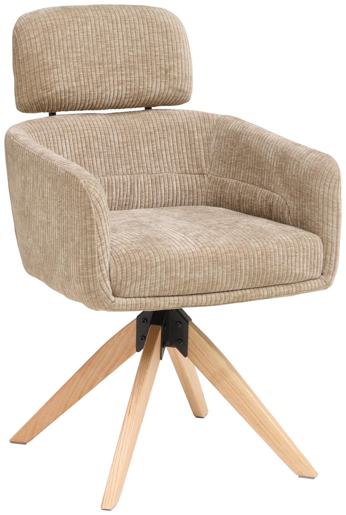 Armlehnstuhl Mattis Cord Beige, B: 60 cm - Beige/Naturfarben, KONVENTIONELL, Holz/Textil (60/90/69cm) - Livetastic