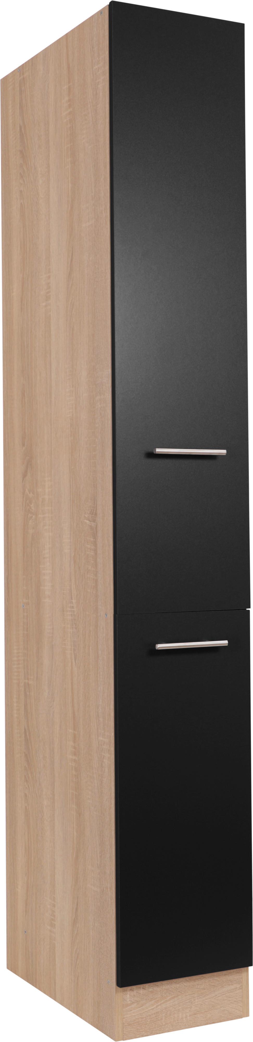 Apothekerschrank Merle Schwarz, Eiche Dekor B: 30cm - Eichefarben/Schwarz, Basics, Holzwerkstoff (30/200/60cm) - Respekta