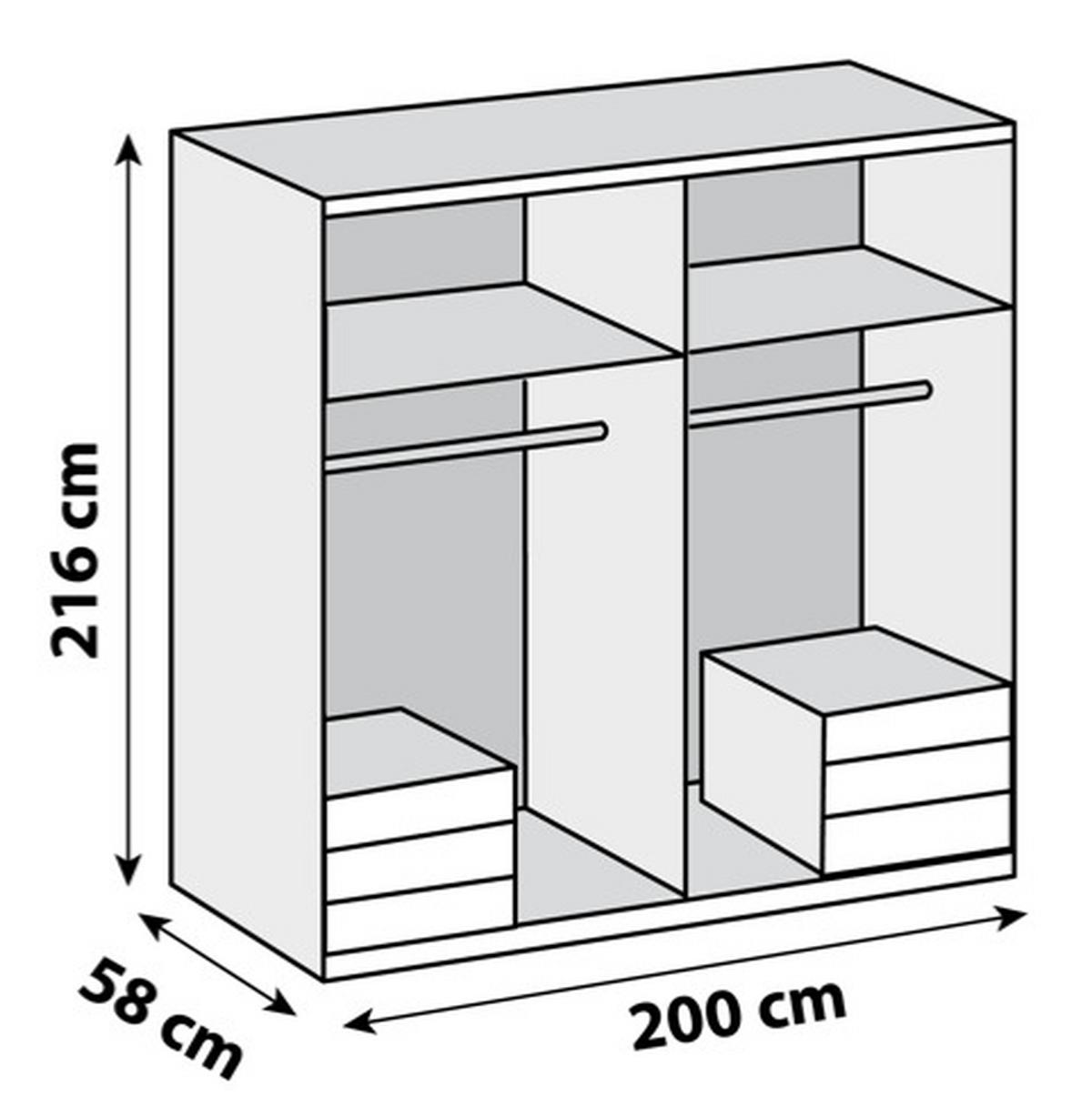 Drehtürenschrank Mit Spiegel 200cm Level 36a, Weiß Dekor - Silberfarben/Weiß, MODERN, Glas/Holzwerkstoff (200/216/58cm) - MID.YOU