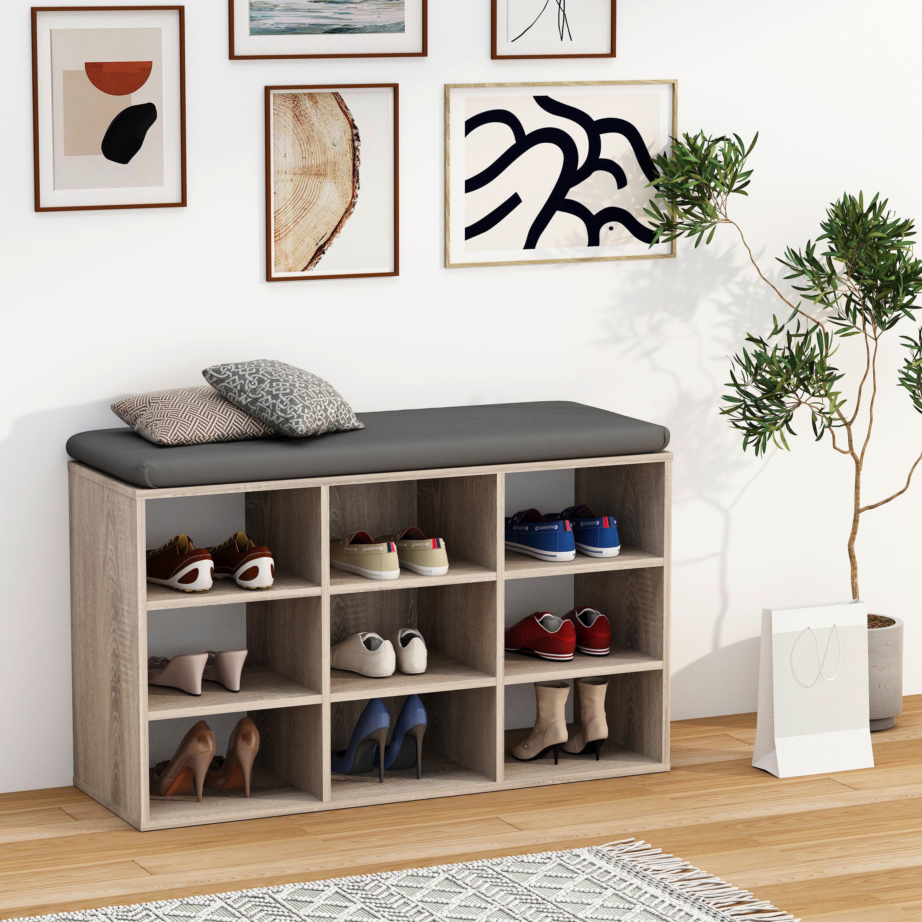 Schuhbank Sonoma Eiche, 80 cm - Anthrazit/Sonoma Eiche, Design, Holzwerkstoff/Kunststoff (80/50/30cm) - MID.YOU