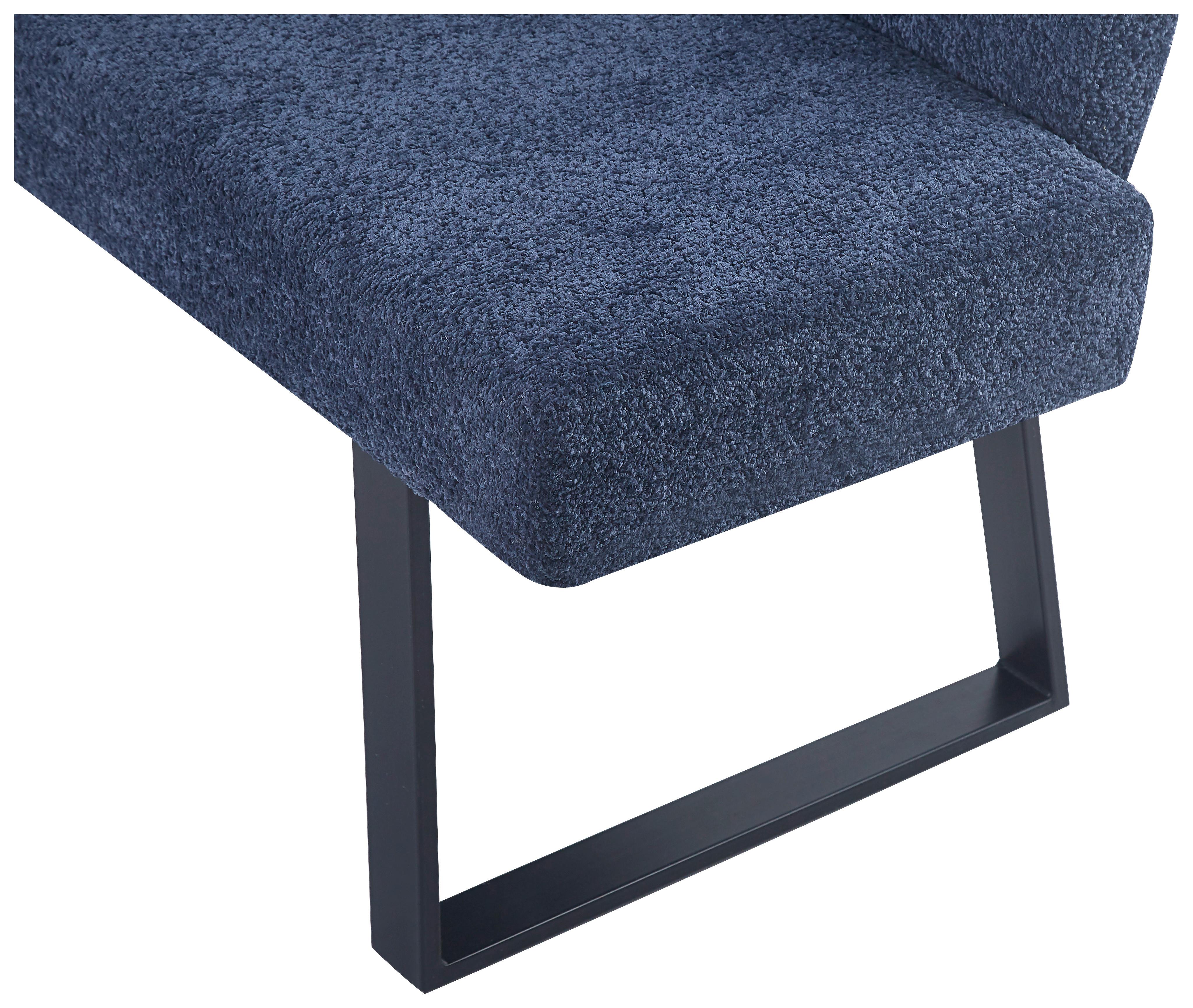 Eckbank Terri Dunkelblau, S: 160x130 cm - Schwarz/Dunkelblau, KONVENTIONELL, Textil/Metall (160/130cm) - MID.YOU