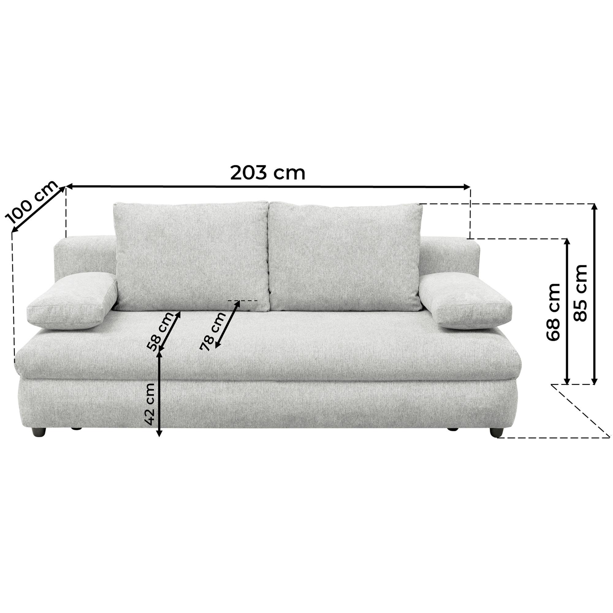 3-Sitzer-Sofa mit Schlaffunktion Olso blau - Blau, Trend, Holz/Kunststoff (205/72/100cm)