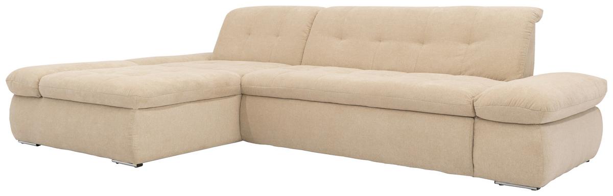 Ecksofa Moric Beige Mikrofaser - Chromfarben/Beige, KONVENTIONELL, Textil (172/300cm) - MID.YOU