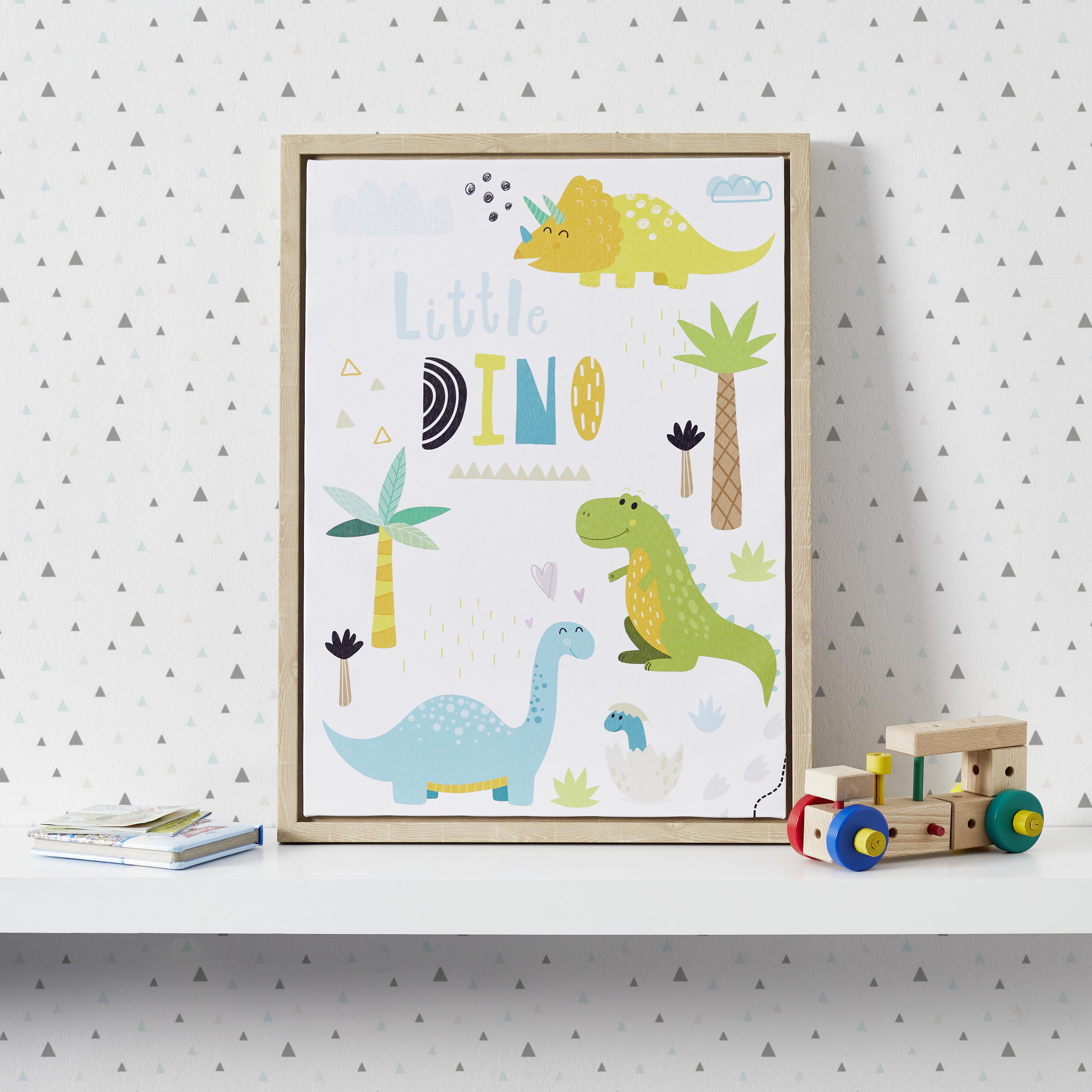 Obraz Little Dino Multicolor - vícebarevná/světle hnědá, Moderní, kompozitní dřevo/textil (45/60/2,7cm) - Bessagi Home