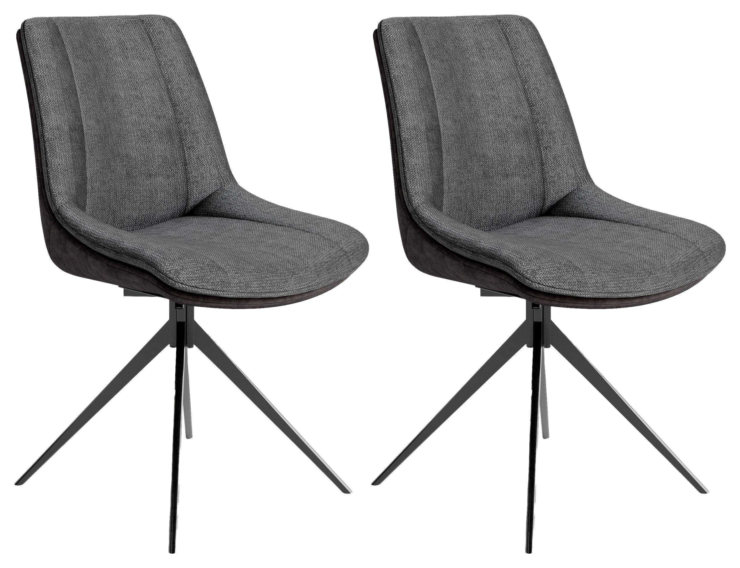 Stuhl-set Phoenix - Dunkelgrau/Schwarz, MODERN, Textil/Metall (50/88/62cm) - MID.YOU