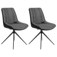 Stuhl-set Phoenix - Dunkelgrau/Schwarz, MODERN, Textil/Metall (50/88/62cm) - MID.YOU