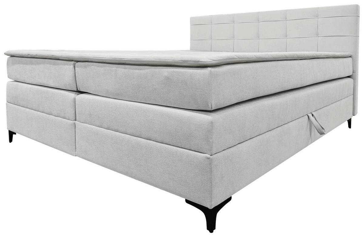 Boxspringbett Mitto mit Topper 180x200 cm - Beige/Schwarz, KONVENTIONELL, Textil/Metall (180/200cm)