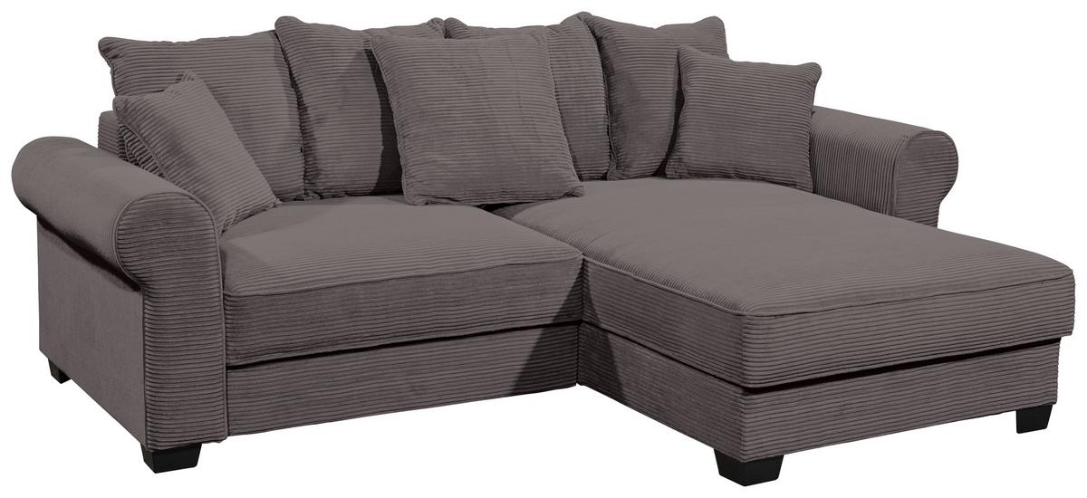 Ecksofa Maureen Dunkelgrau S: 255/185 cm - Dunkelgrau/Schwarz, KONVENTIONELL, Textil (255/185cm) - MID.YOU