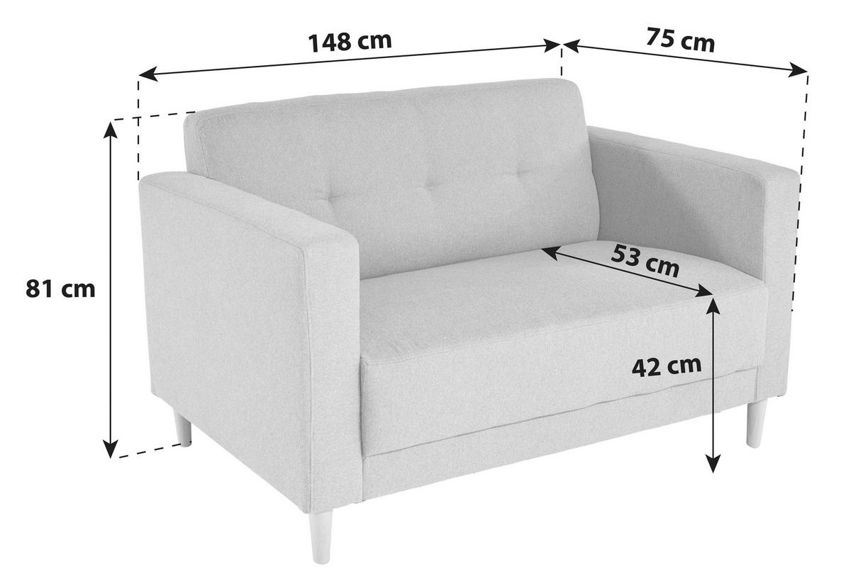 Zweisitzer-Sofa Geneve Webstoff - Anthrazit/Naturfarben, MODERN, Textil (148/81/75cm)