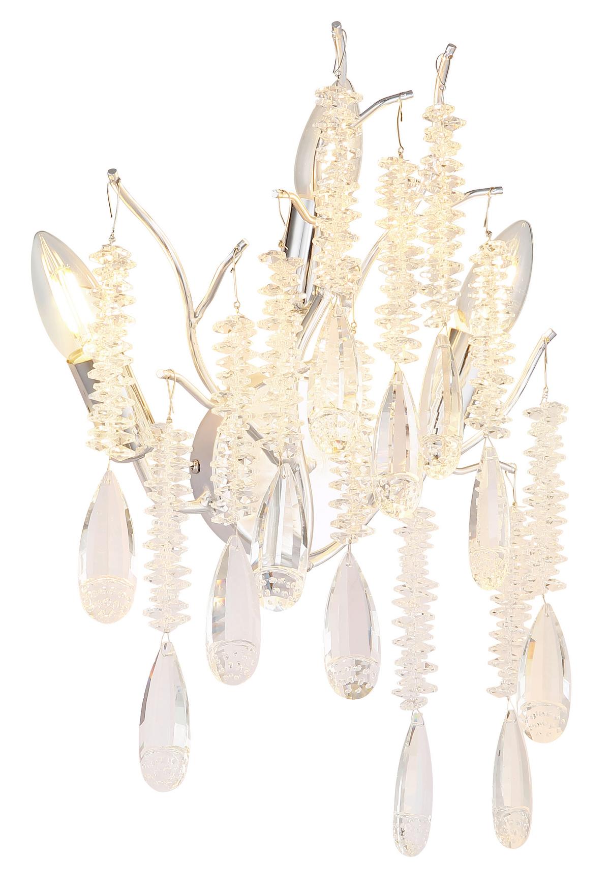 Wandleuchte Exkl. 3xe14, 40w - Klar/Silberfarben, KONVENTIONELL, Glas/Metall (35/47cm) - Globo