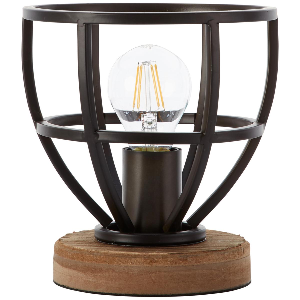 Tischlampe Matrix Wood Schwarz/Naturfarben - Schwarz, Design, Holz/Metall (18/19,5cm) - Brilliant