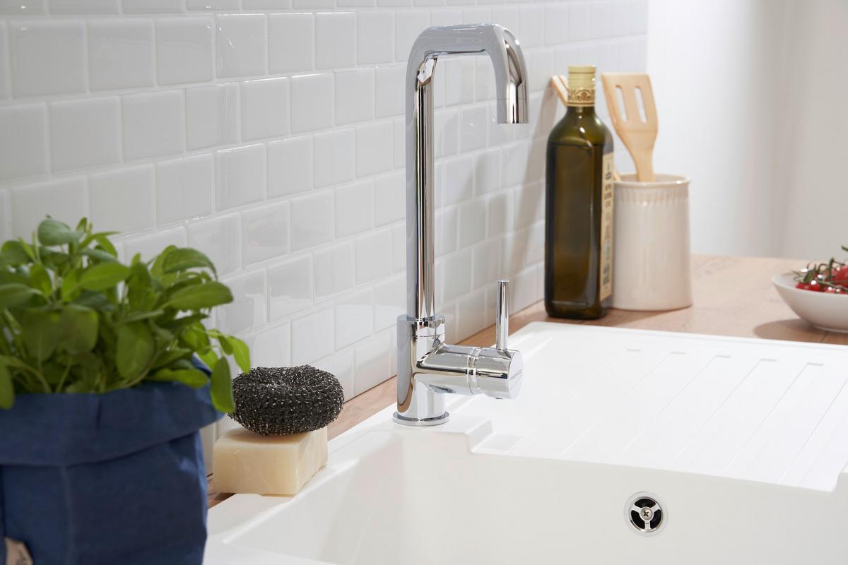 Spüle Respekta Boston Stein Bxt: 86x50 Cm - Weiß, Trend, Glas/Kunststoff (86/20/50cm) - Respekta