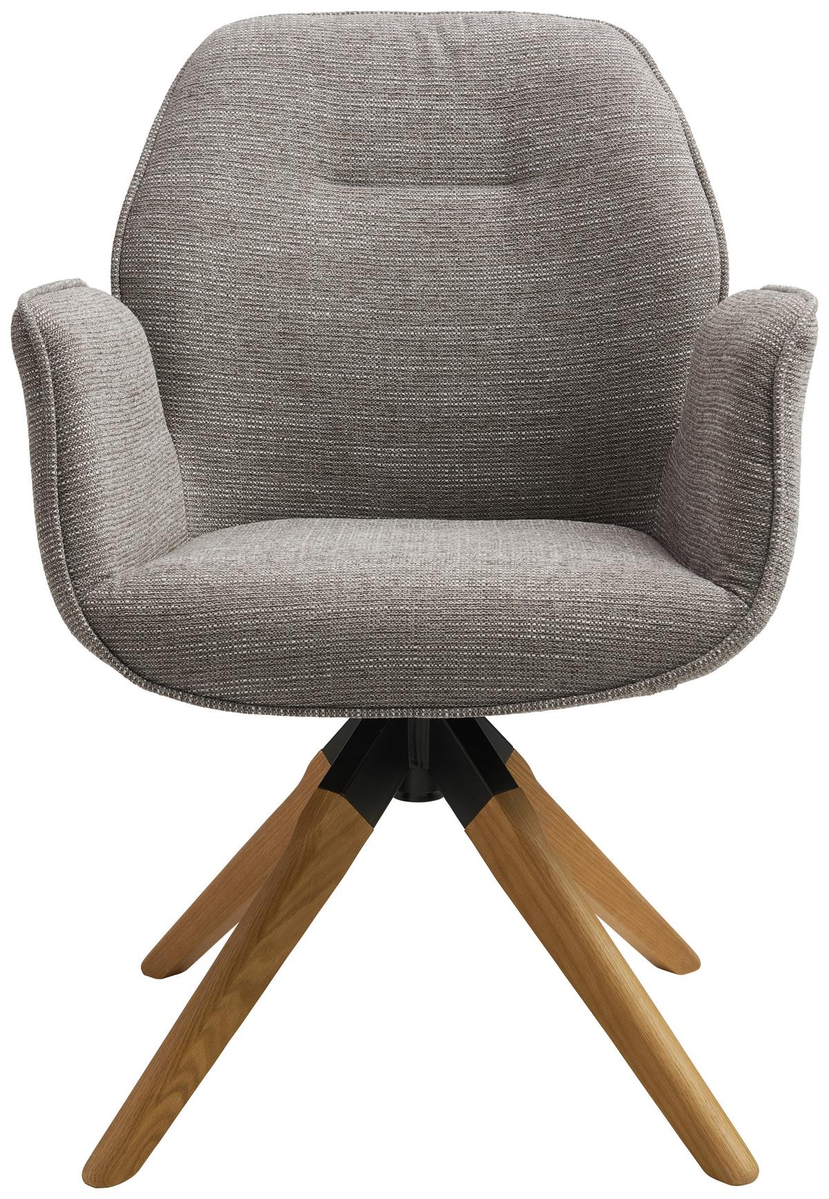 Drehstuhl-set 2er Savona Grau Eiche Massiv - Naturfarben/Grau, MODERN, Holz/Textil (61/86/62cm) - MID.YOU