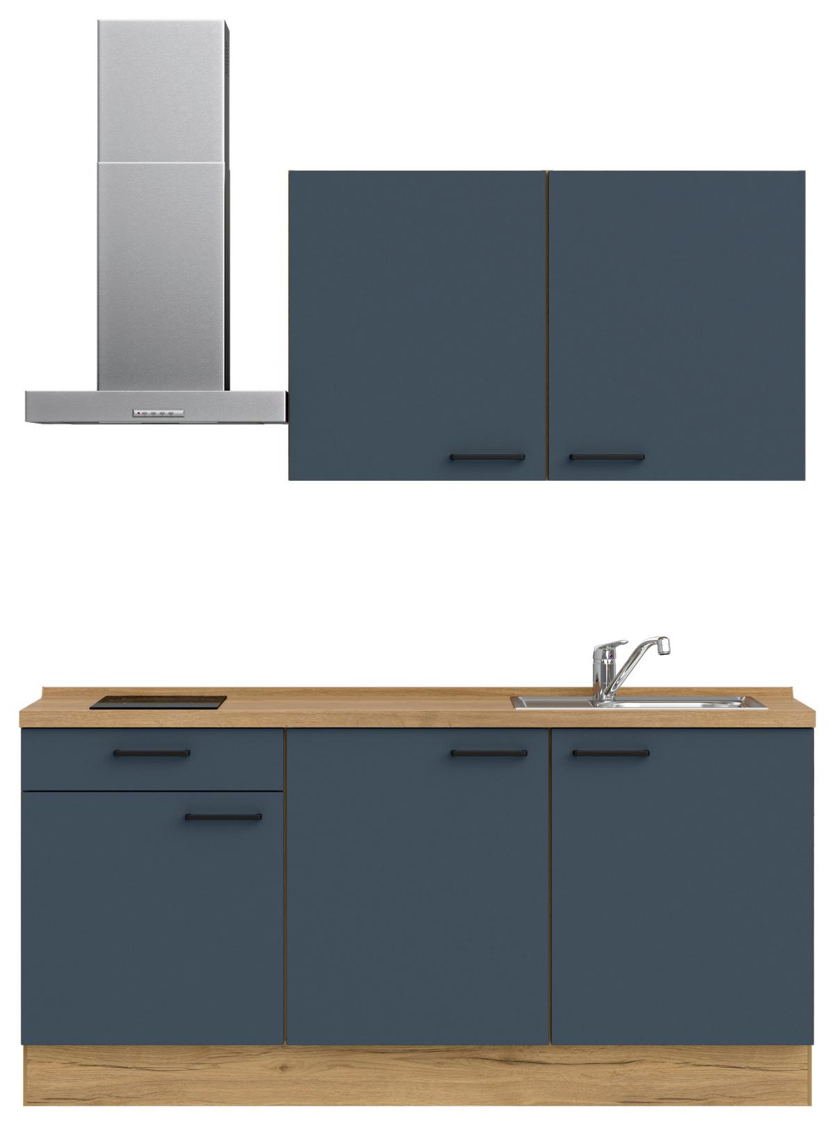 Küchenleerblock Easytouch Low-Line, L1 Links - Blau/Eichefarben, MODERN, Holzwerkstoff (180cm) - Nobilia