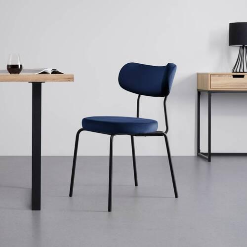 Stolička s kovovými nohami Lea modrá - čierna/modrá, Modern, kov/drevo (51/82/63cm) - Bessagi Home