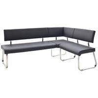 Eckbank Schwarz Lederlook Arco 200x150 Cm - Edelstahlfarben/Schwarz, Design, Textil/Metall (200cm) - Livetastic