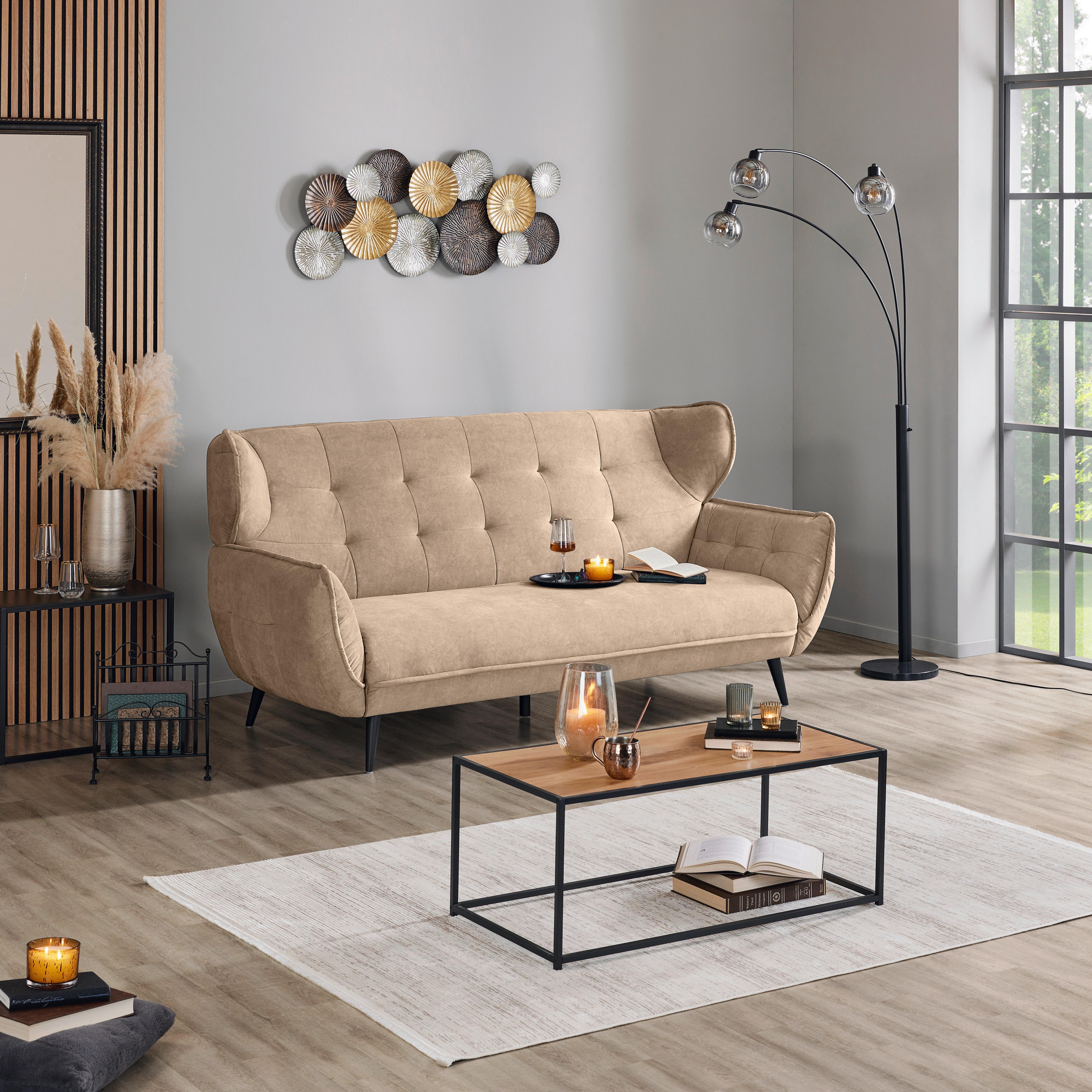 Trojmiestna pohovka PESCARA. sahara - čierna/Sahara, Modern, textil (221/105/98cm)