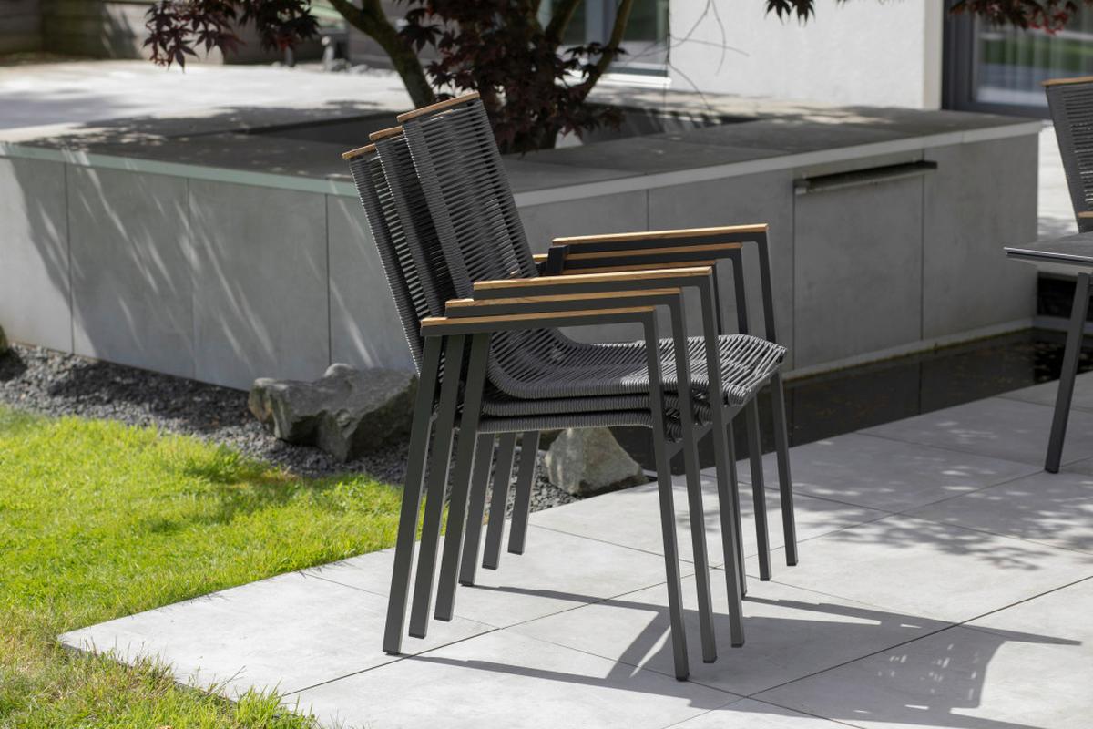 Gartensessel Stapelbar Montana Holz und Kunststoff - Grau, Basics, Holz/Kunststoff (55/87/66cm) - Gardenson