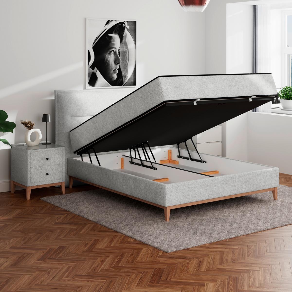 Boxbett Smile inkl. Matratze 180x200 - Silberfarben, KONVENTIONELL, Holz/Holzwerkstoff (180/200cm) - James Wood