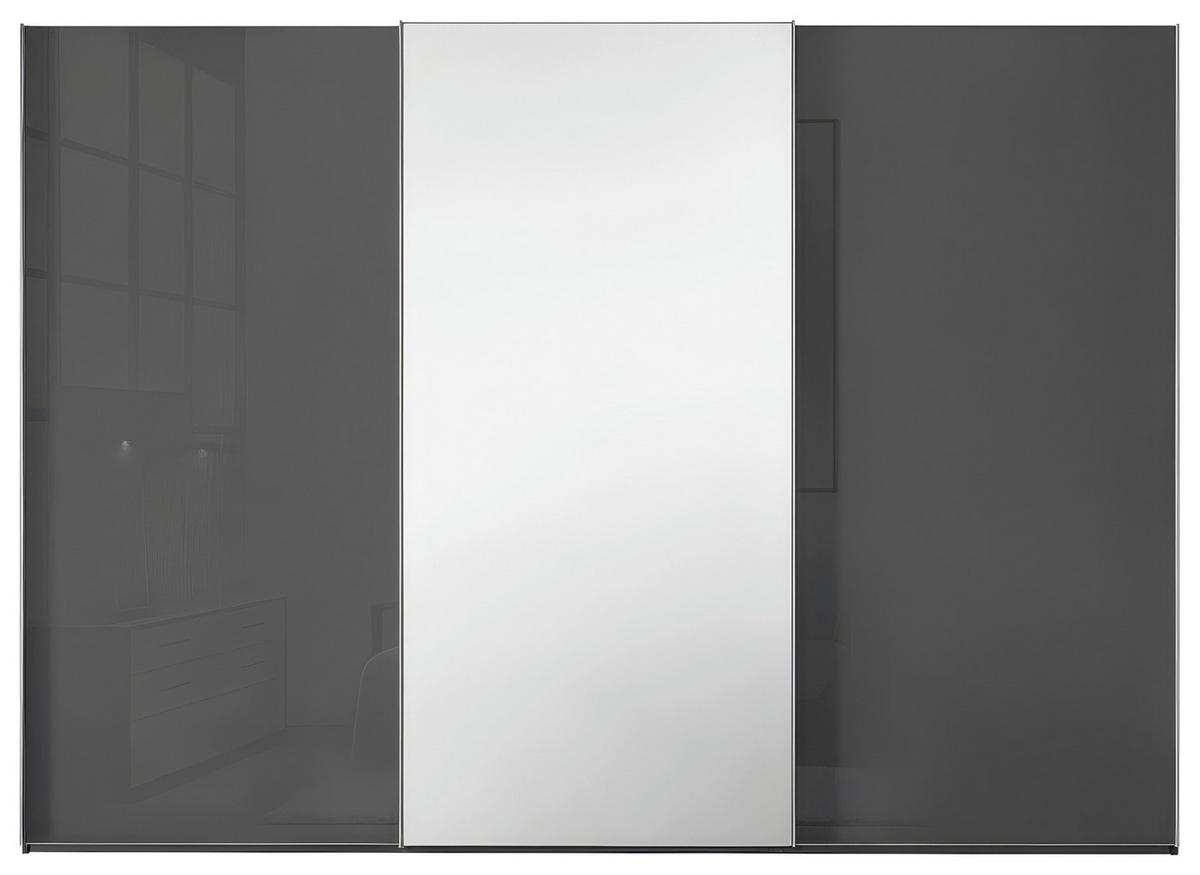 Schwebetürenschrank Lumos Vulkanglas M. Spiegel, B: 98cm - Trend, Glas/Holzwerkstoff (298/222/68cm) - Luca Bessoni