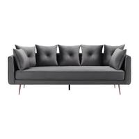 Veľká pohovka LUIS, sivý zamat - sivá/ružové zlato, Modern, kov/drevo (225/87/87cm) - Bessagi Home