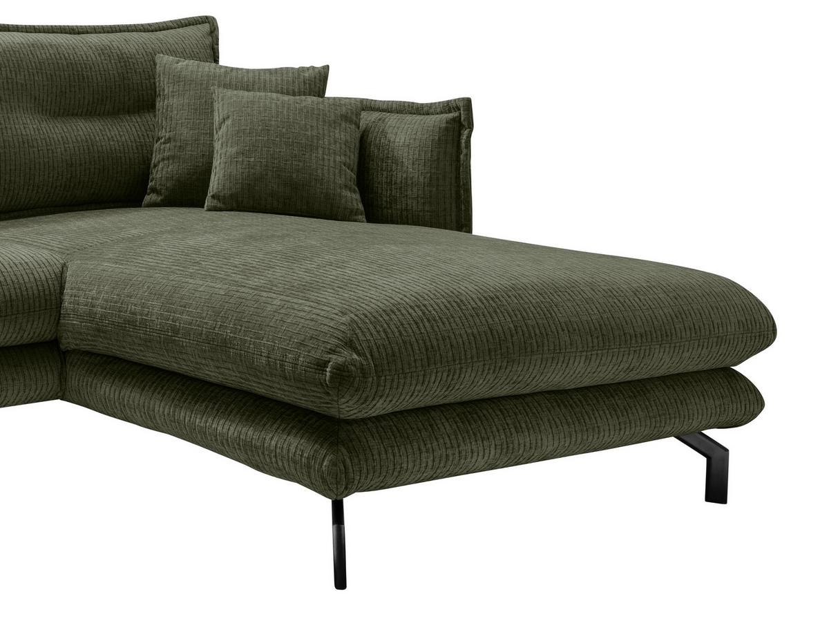 Ecksofa Lava Olivegrün S: 255x180 cm - Schwarz/Olivgrün, Design, Textil (255/180cm) - Livetastic