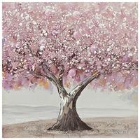 Obraz na plátně 80/80cm - pink/hnědá, Moderní, dřevo/textil (80/80/3cm) - Mömax