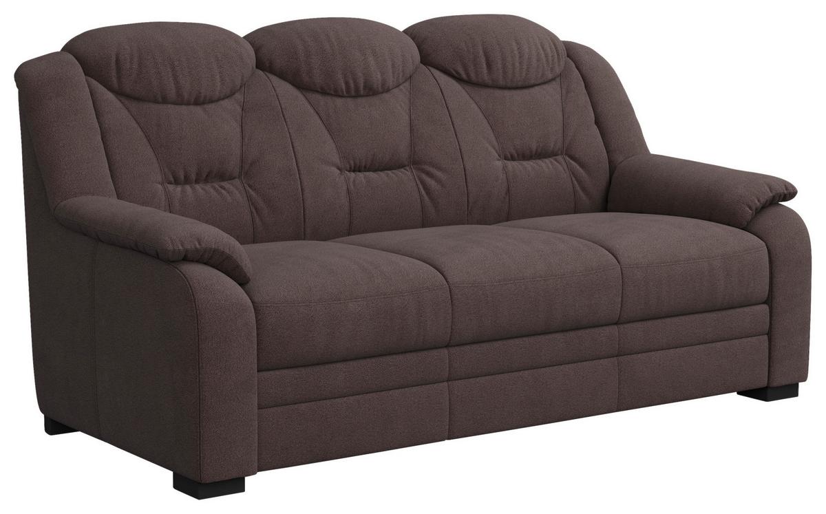 Třímístná pohovka MARCUS, hnědá žinylka - černá/hnědá, Basics, textil/plast (189/99/99cm) - MID.YOU