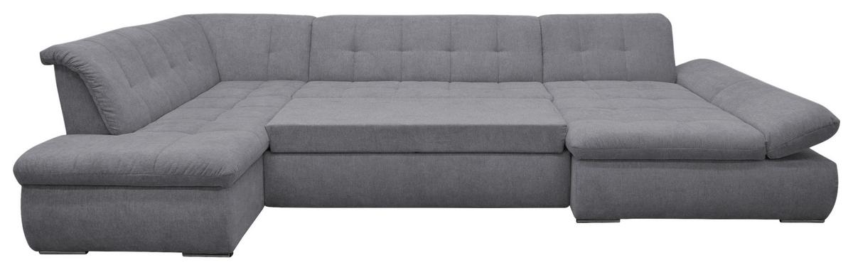 Wohnlandschaft Moric Mit Schlaffunktion Dunkelgrau - Chromfarben/Dunkelgrau, KONVENTIONELL, Textil (216/353/172cm) - MID.YOU