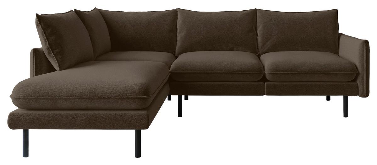 Ecksofa Samos Braun S: 204x267 cm - Schwarz/Braun, Design, Textil (204/267cm) - Livetastic