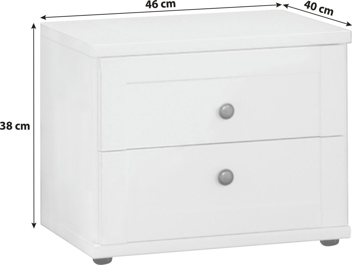 Nachtkästchen Weiß H: 38 Cm Filou - Weiß/Grau, LIFESTYLE, Holzwerkstoff (46/38/40cm) - Livetastic
