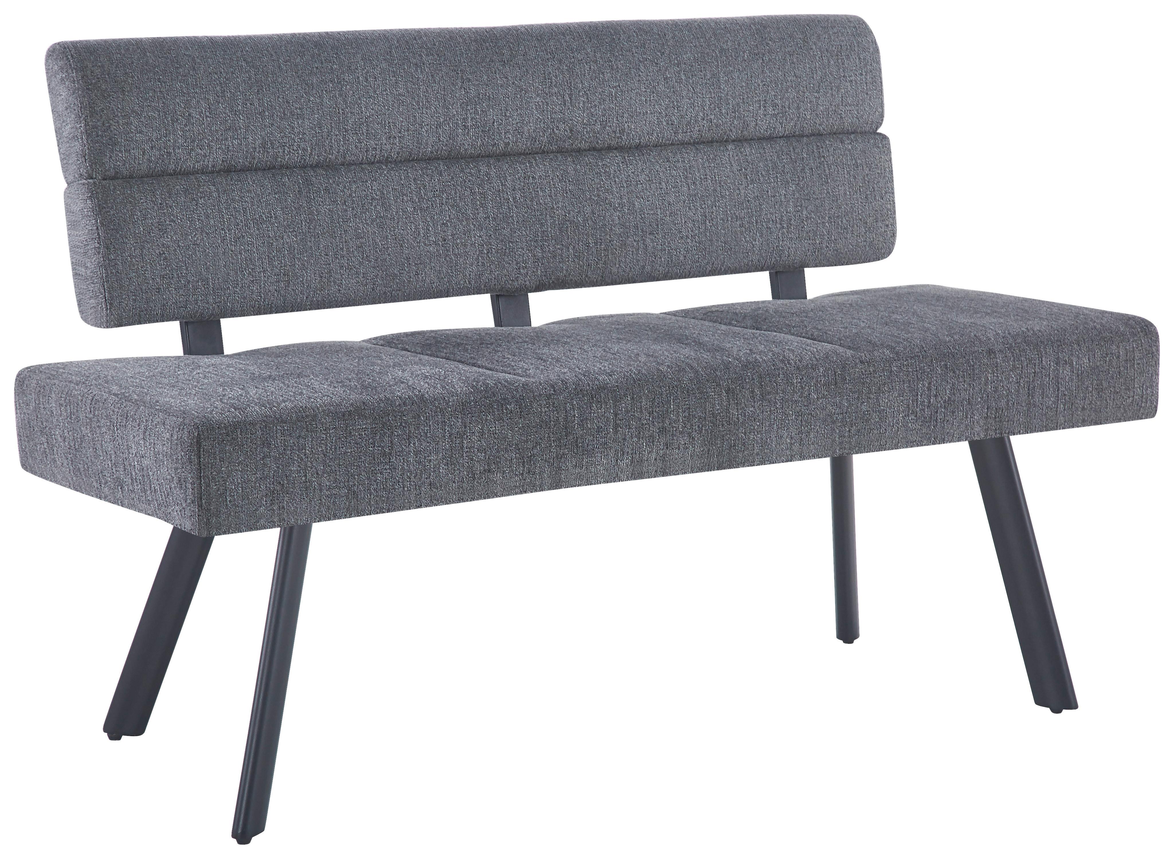 Sitzbank Paros Mit Lehne Anthrazit, B: 140 Cm - Anthrazit/Schwarz, KONVENTIONELL, Textil/Metall (140/88/62cm) - MID.YOU