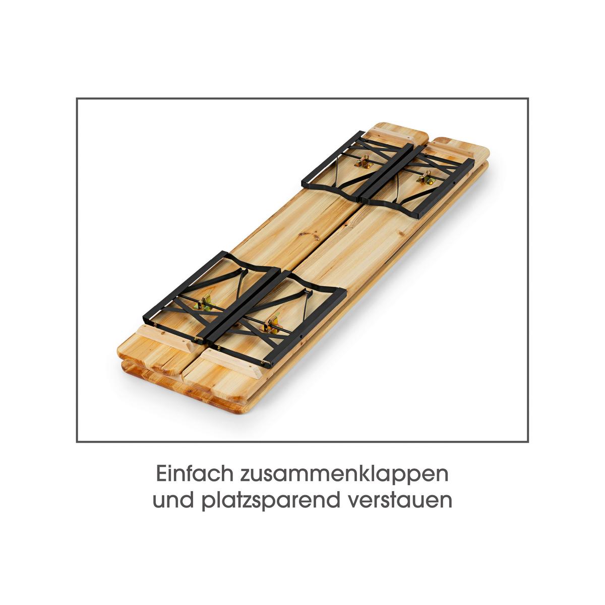 Bierzeltgarnitur 3tlg. - Fichtefarben, Basics, Holz/Metall (167/46/75cm)