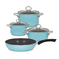 Riess Kochtopfset 7-tlg. Eisen Induktion 1 Pfanne - Hellblau, Basics, Glas/Metall (48,50/28/24cm) - Riess