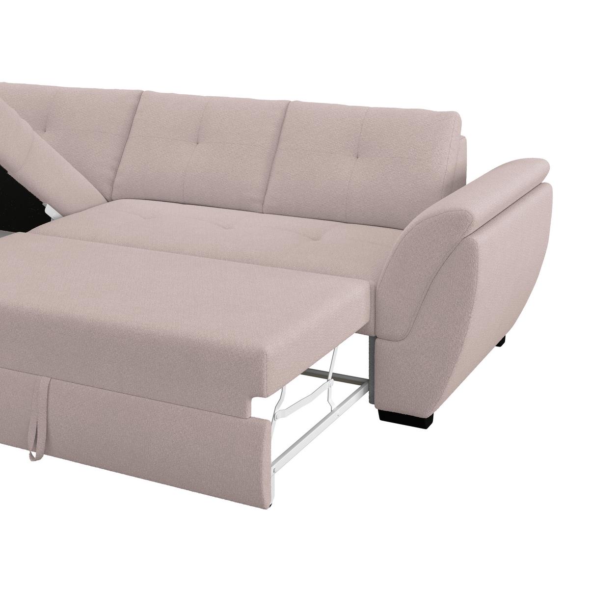 Ecksofa mit Schlaffunktion Berisso new Greige 187x278 cm - Greige/Schwarz, KONVENTIONELL, Textil (187/278cm) - Ondega