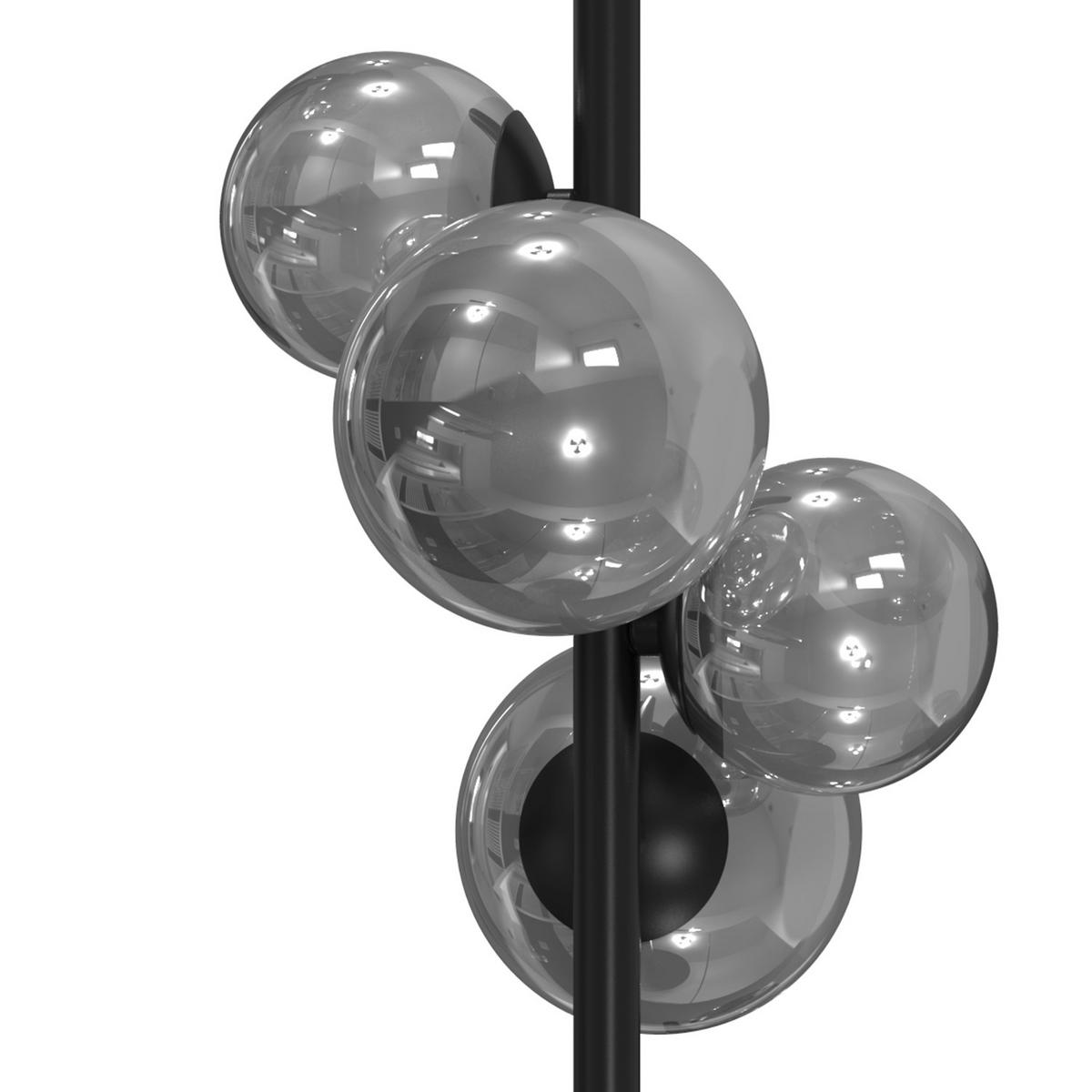 Tischleuchte Paloma Schwarz L: 24 cm - Schwarz, Design, Glas/Kunststoff (24/24/48cm)