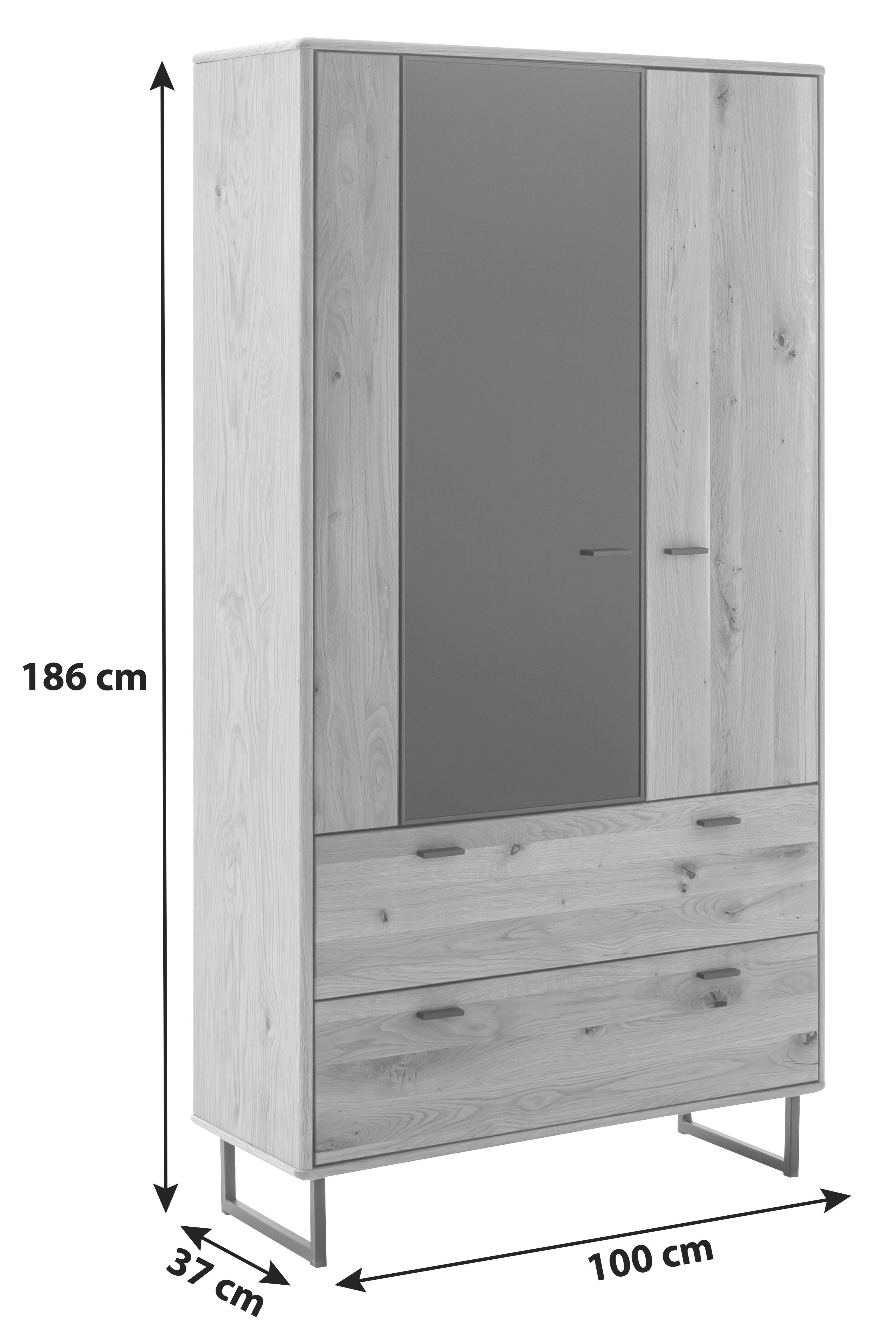 Vitrine Arezzo Wildeiche/Anthrazit B: 100 cm - Wildeiche/Anthrazit, Design, Glas/Holz (100/186/37cm) - MID.YOU