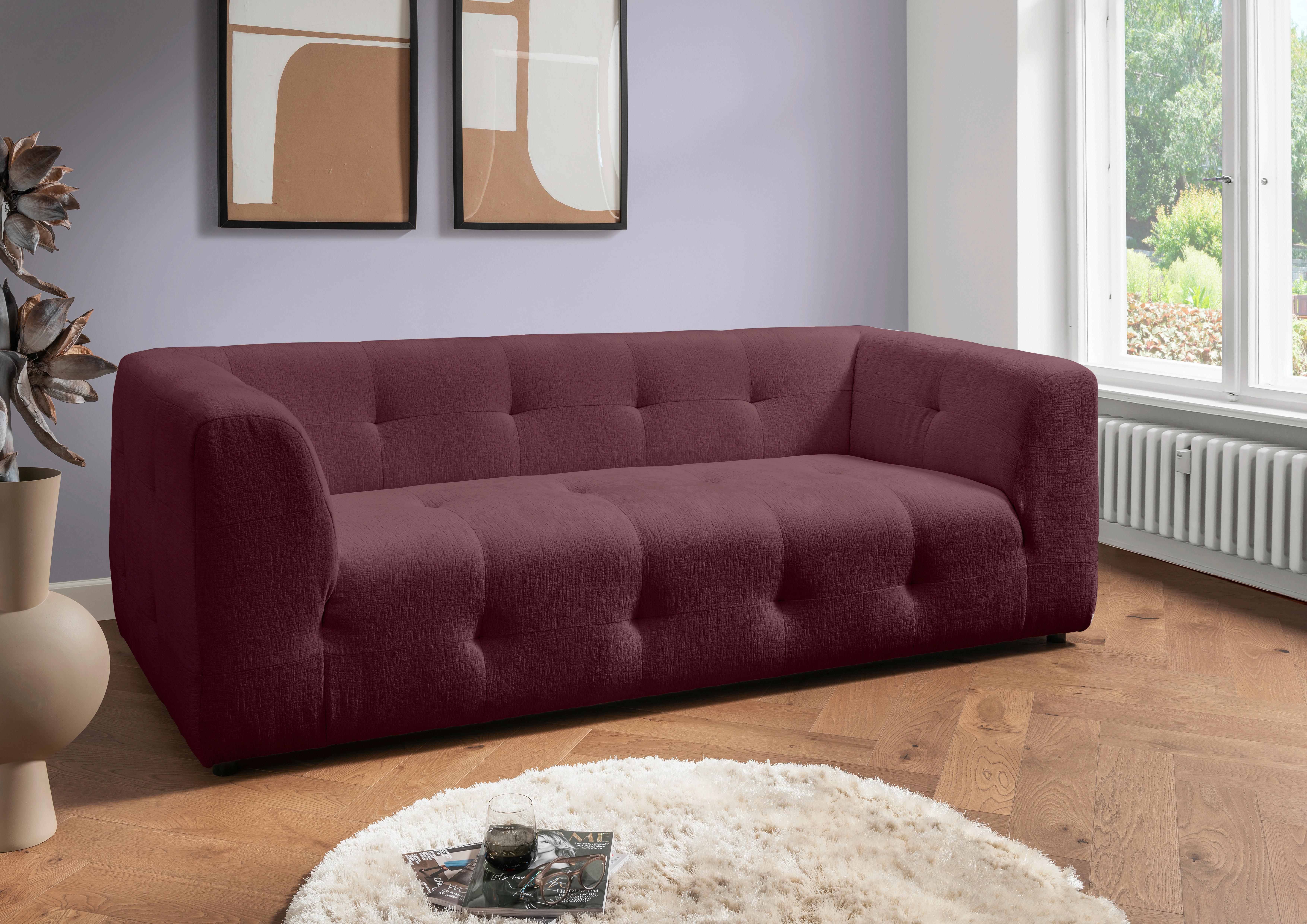 2,5-Sitzer Velice, Bordeaux B: 218 cm - Bordeaux/Schwarz, Design, Textil (218/72/95cm) - Livetastic