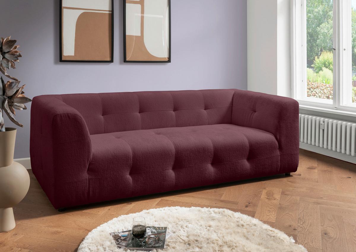 2,5-Sitzer Velice, Bordeaux B: 218 cm - Bordeaux/Schwarz, Design, Textil (218/72/95cm) - Livetastic