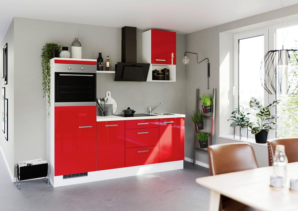 Küchenleerblock Ip4050 - Rot/Weiß, Design, Holzwerkstoff (215cm) - Impuls