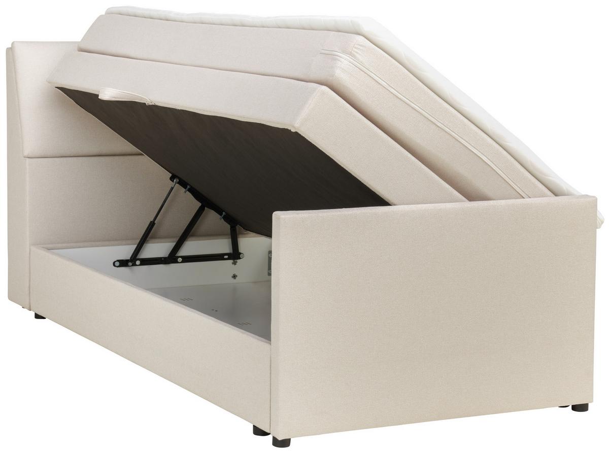 Boxspringbett Mit Bettkasten Nida 120x200 Cm Creme - Creme/Schwarz, MODERN, Holz/Textil (120/200cm) - MID.YOU