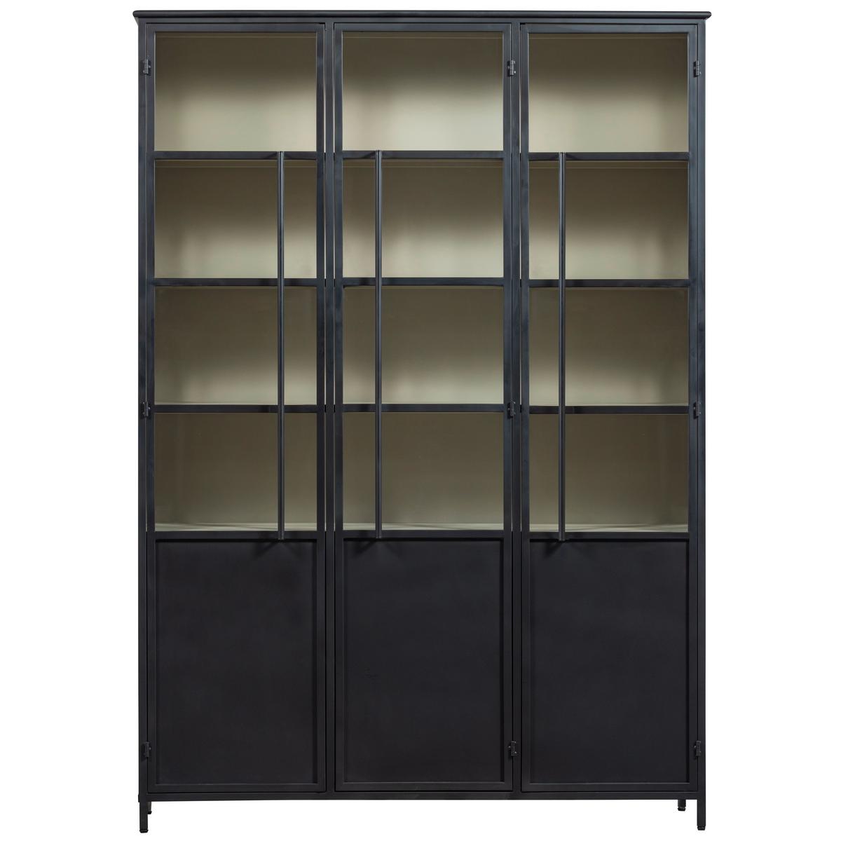 Vitrine Exhibit Schwarz B: 140 Cm - Schwarz, Design, Glas/Metall (140/200/40cm) - Livetastic