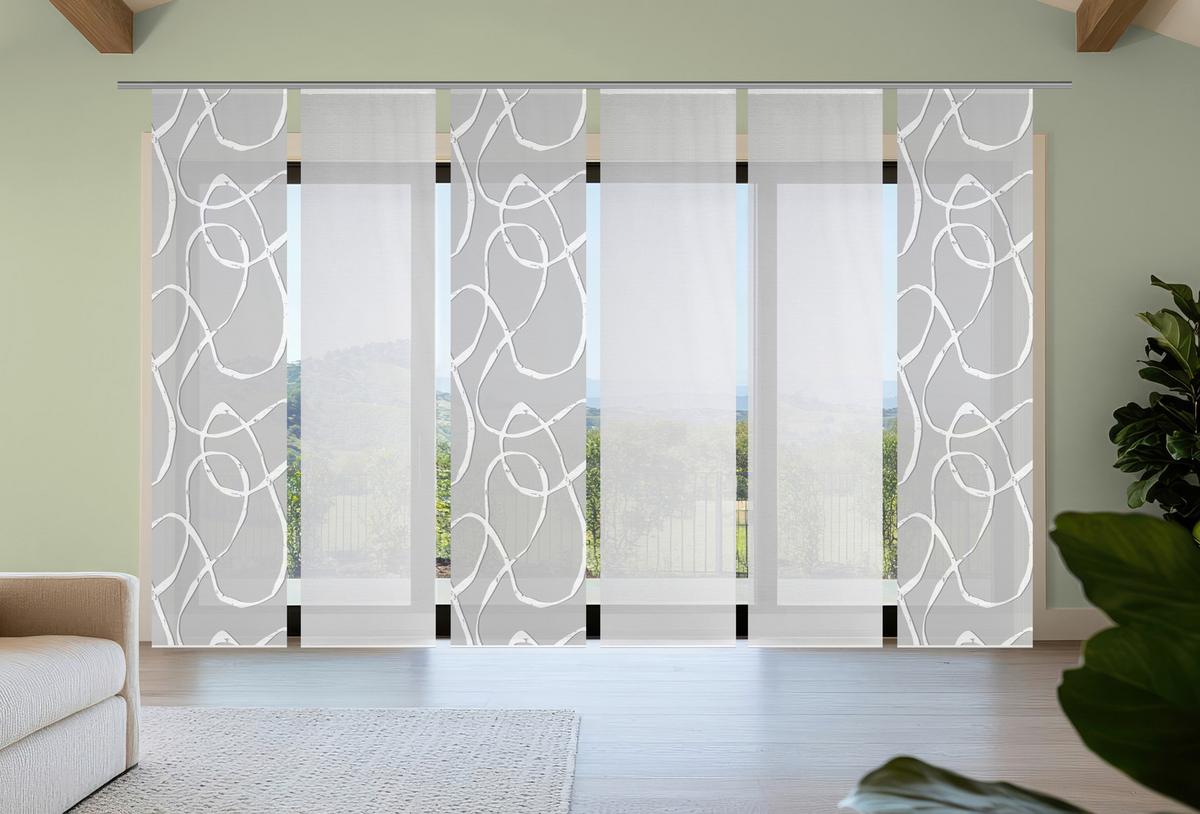 FLÄCHENVORHANG OPHELIA 6ER SET - Hellgrau/Weiß, KONVENTIONELL, Textil (60/260cm)