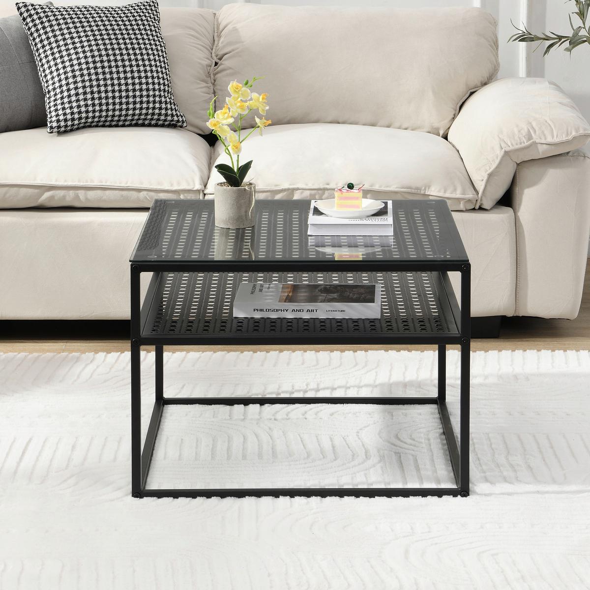 COUCHTISCH Schwarz L: 60cm - Schwarz, Design, Glas/Metall (60/60/45cm) - MID.YOU