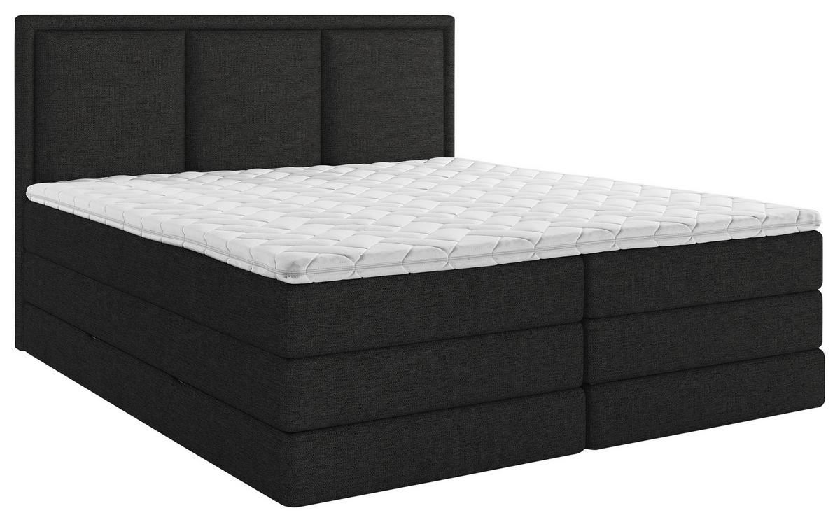 Boxspringbett Mit Topper & Bettkasten 160x200 Swing - Schwarz, Design, Textil (160/200cm) - MID.YOU