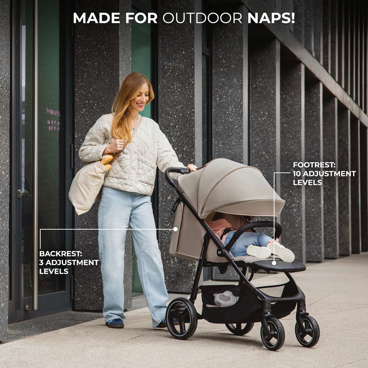 Buggy Trig 3 Beige, B/h/t: 54x107,5x91cm - Beige/Schwarz, Basics (54/107.5/91cm) - Kinderkraft