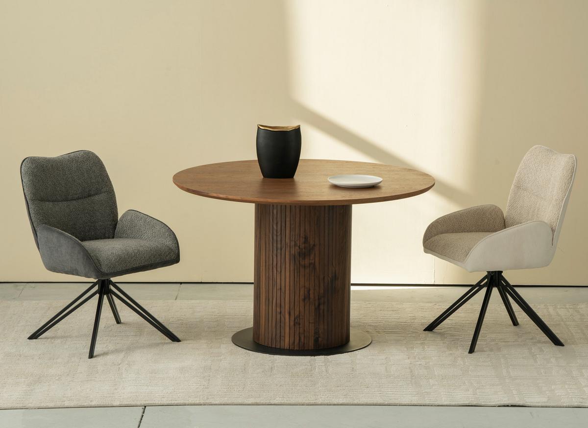 Esstisch Jamie - Walnussfarben/Schwarz, LIFESTYLE, Holz/Holzwerkstoff (120/120/75cm) - MID.YOU