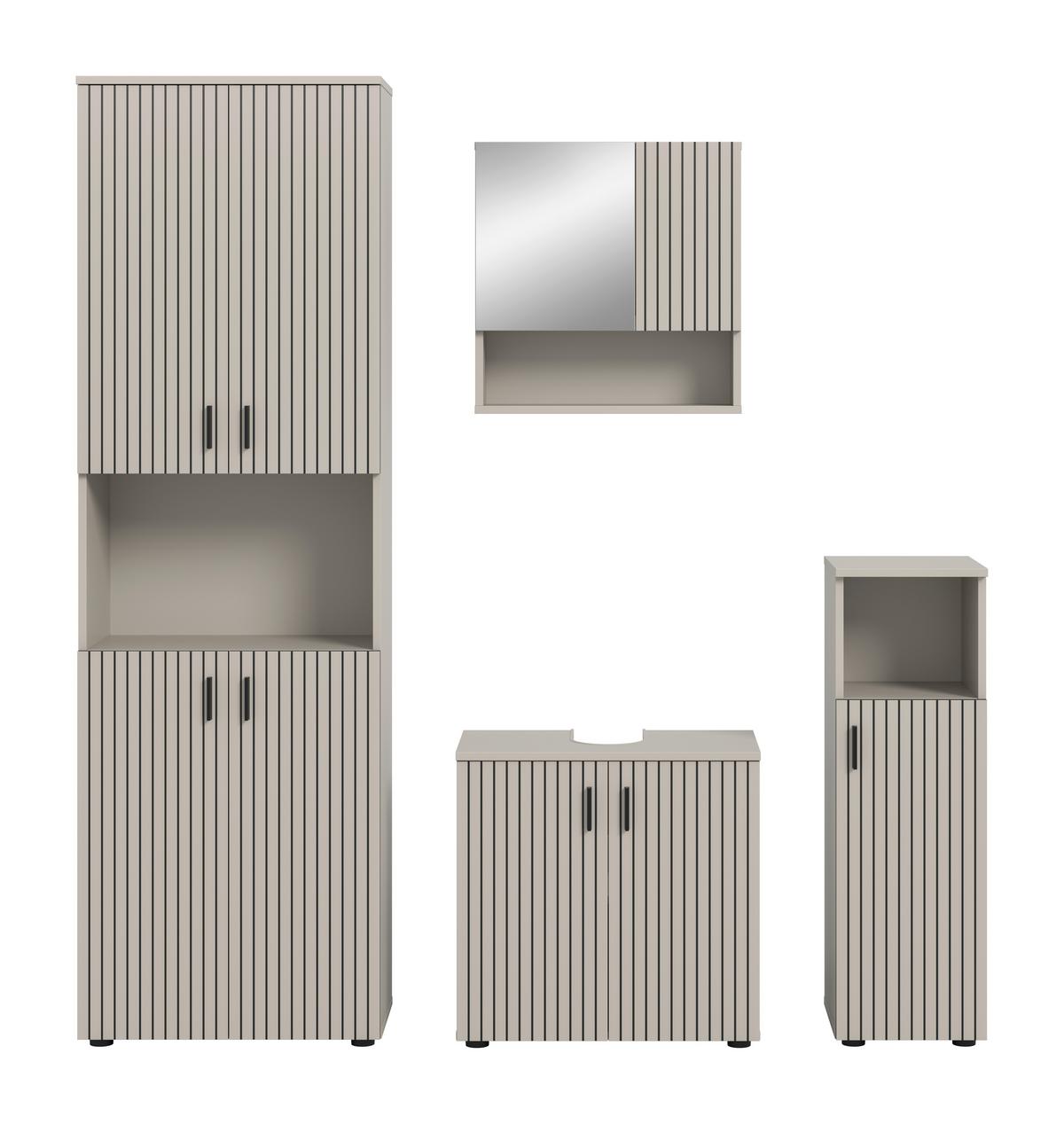 BADEZIMMER Mone Kaschmir B: 150cm - Kaschmir/Schwarz, Trend, Glas/Holzwerkstoff (150cm) - MID.YOU