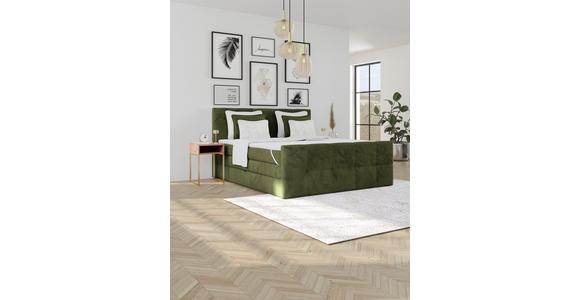 Boxspringbett mit Topper und Bettkasten 180x200 cm Medino - Dunkelgrün, KONVENTIONELL, Holz/Holzwerkstoff (180/200cm) - Luca Bessoni